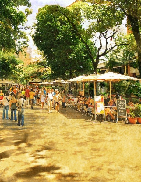 Los cafés elegantes venderán únicamente café local y bien preparado. Crédito: Proyecto “La Playa”. - ¿Una playa en un centro urbano?