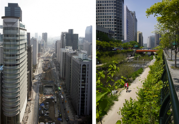 Cheonggyecheon Antes y Despues - ¿Una playa en un centro urbano?
