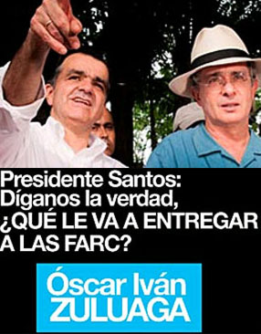 La valla de Oscar Iván Zuluaga contra Santos