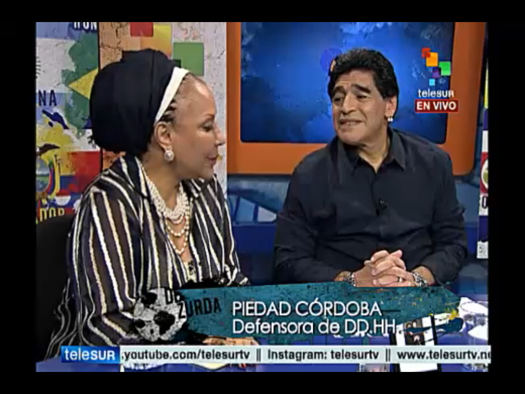 Maradona llevó a Piedad Córdoba a su programa en el Mundial