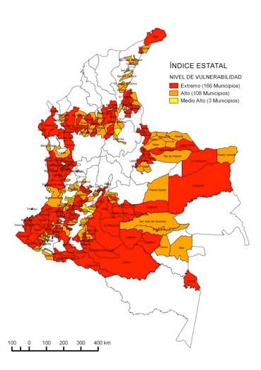  - Este es el mapa de los municipios donde mandan las Farc y el ELN hace 30 años