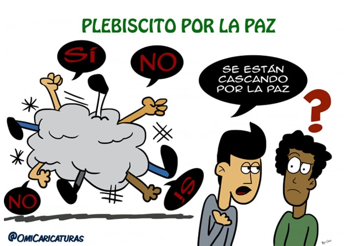 Caricatura: discutiendo por el Sí y el No