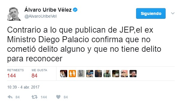  - Las contradicciones de Uribe y Diego Palacios sobre su entrada a la Justicia Especial