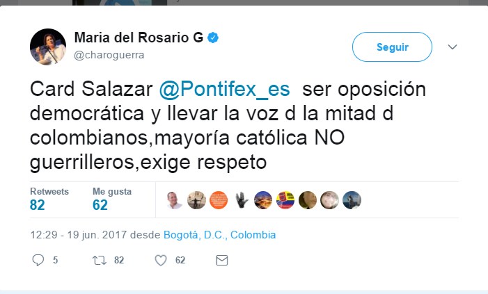  - Maria del Rosario Guerra embistió al máximo jerarca de la Iglesia católica