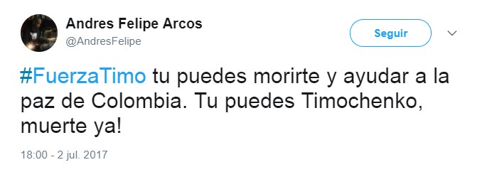  - Los uribistas que le desearon la muerte a Timochenko