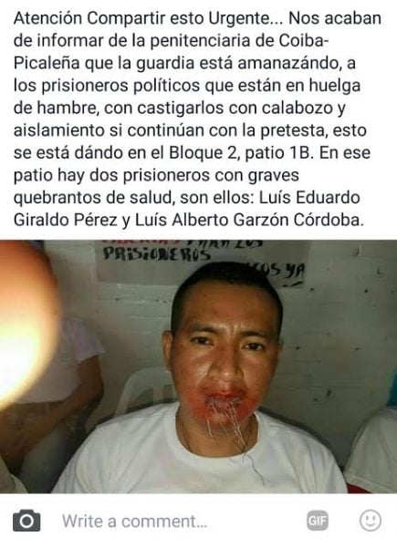  - Se agrava la situación de los presos políticos de las Farc en la Picaleña en Tolima