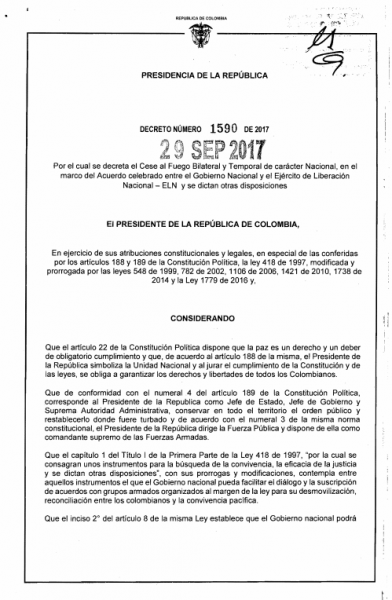  - Reapareció Gabino para darle la orden a la tropa del ELN de cese al fuego