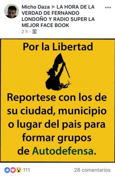  - Uribistas hacen convocatoria en Facebook para rearmar grupos paramilitares