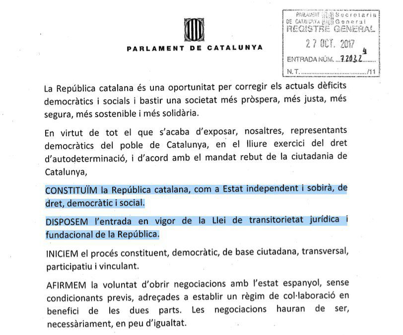  - Con este decreto, Cataluña se declara Estado independiente. España dividida