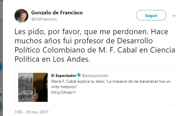  - El profesor de María Fernanda Cabal en los Andes, se avergüenza públicamente de ella