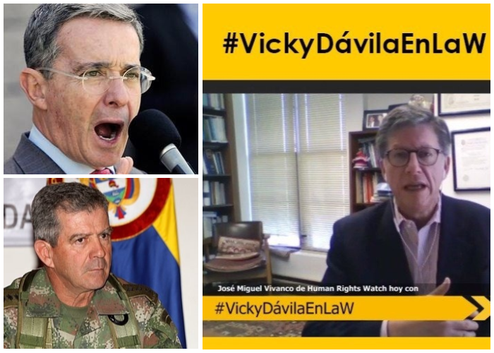 Vicky Dávila le pica la lengua a José M. Vivanco, que se riega contra Uribe y los militares