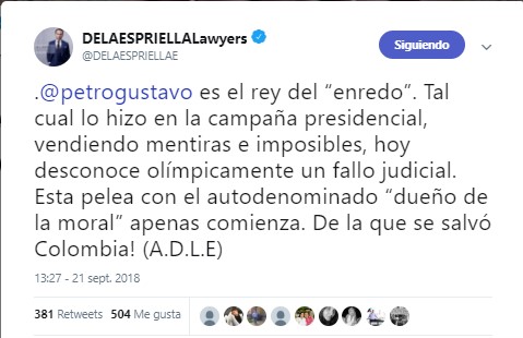  - La amenaza de De la Espriella a Gustavo Petro