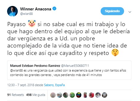  - “Payaso, usted no sabe cuál es mi trabajo” La ira de Winner Anacona