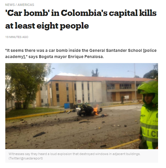  - Titulares del mundo registran el atentado en Bogotá