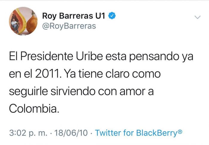  - "El pueblo colombiano lo quiere y lo acompaña": Roy Barreras, un uribista vergonzante