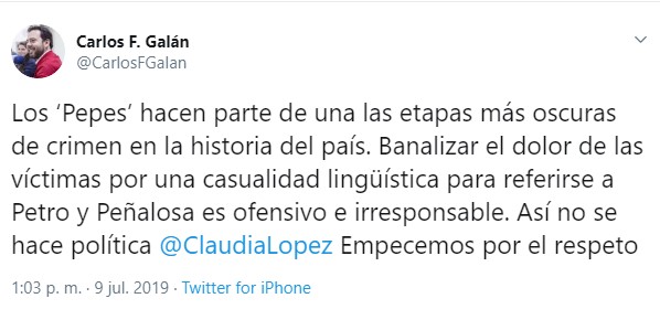  - La indignación que causó Claudia López por llamar Pepes a Peñalosa y Petro
