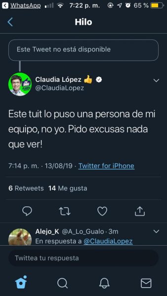  - El video que desmiente a Claudia López por trino que borró