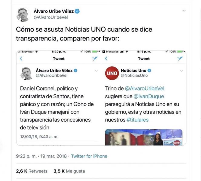  - Los ataques de Álvaro Uribe a Noticias Uno