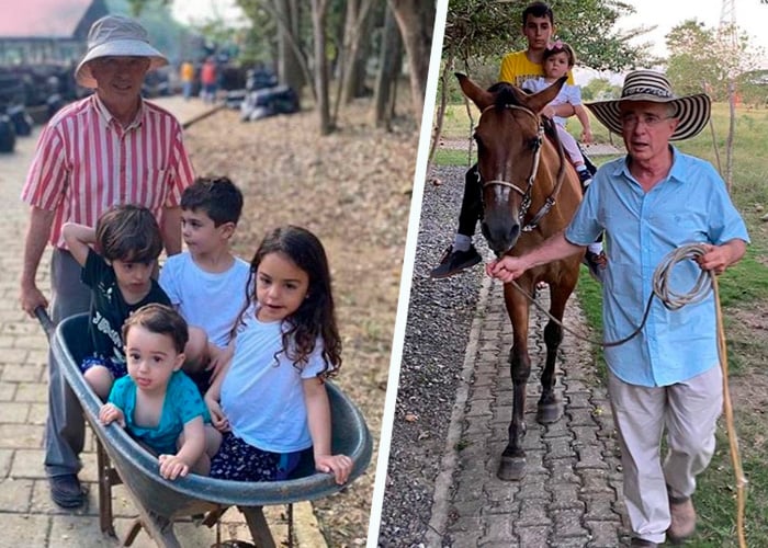 Las vacaciones de Uribe: un abuelo feliz