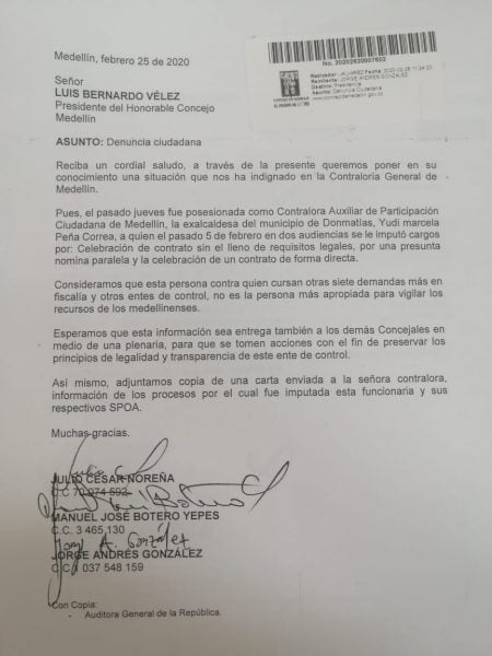  - Las denuncias que pesan sobre la nueva Contralora Auxiliar de Medellin