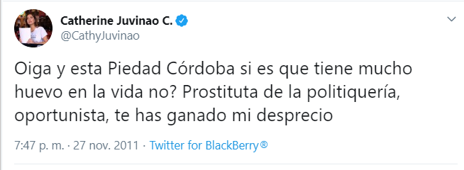  - Las bromas homofóbicas que escribió en su twitter Catherine Juvinao hace 10 años