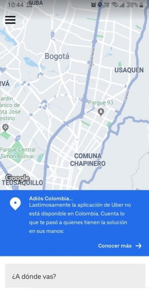  - Uber se despide de Colombia
