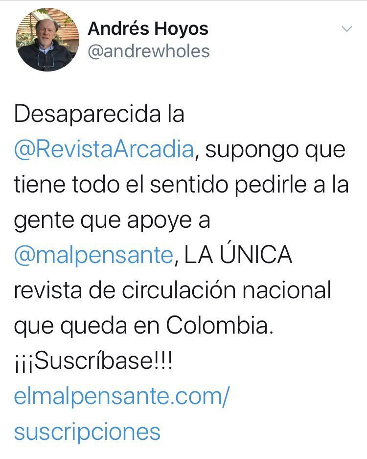  - ¿El director de El Malpensante feliz porque se acabó Arcadia?