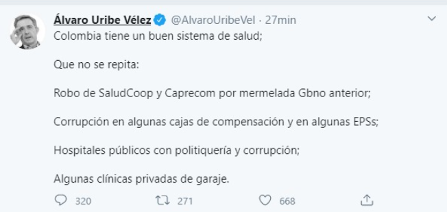  - "Colombia tiene un buen sistema de salud" Álvaro Uribe Velez