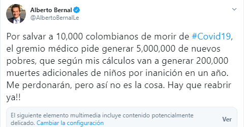  - ¿Analista uribista justifica la muerte de 10 mil colombianos para levantar la cuarentena?