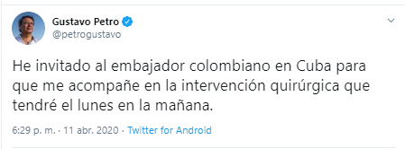  - Petro tendrá testigo en su cirugía: el embajador de Colombia en Cuba