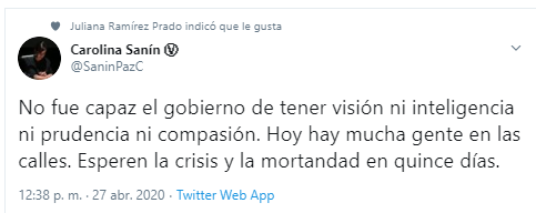  - "No fue capaz de tener el gobierno de tener compasión. Esperen la mortandad en 15 días"