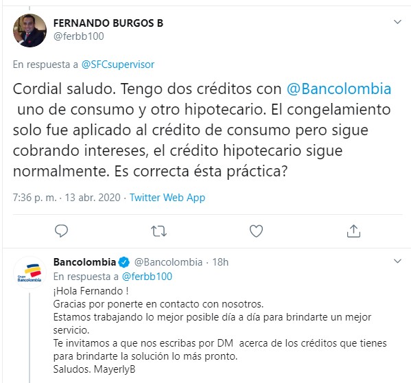  - Indignación: Bancolombia sigue cobrando intereses en pleno coronavirus