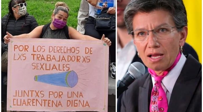 Foto: Temblores ONG/ Las2orillas - Trabajadoras sexuales arman plantón en la casa de Claudia López