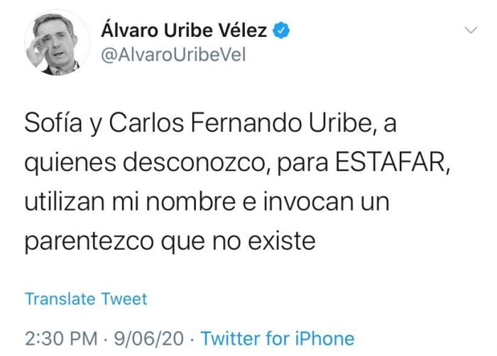  - La pareja de estafadores que se están haciendo pasar por primos de Uribe