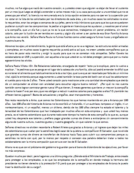  - Empleados le cantan la tabla a ejecutivos de Avianca por sus megabonos