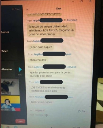  - Los comentarios clasistas de algunos estudiantes de Los Andes contra el paro
