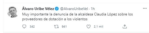  - Alvaro Uribe, el nuevo fan de Claudia López