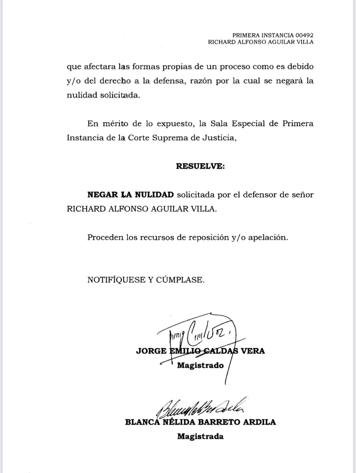  - A Richard Aguilar no le funcionó copiar la estrategia de Uribe: su caso se queda en la Corte Suprema