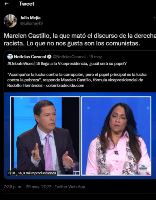  - "Prefiero a una negra católica como Marelen Castillo que a una santera como Francia"