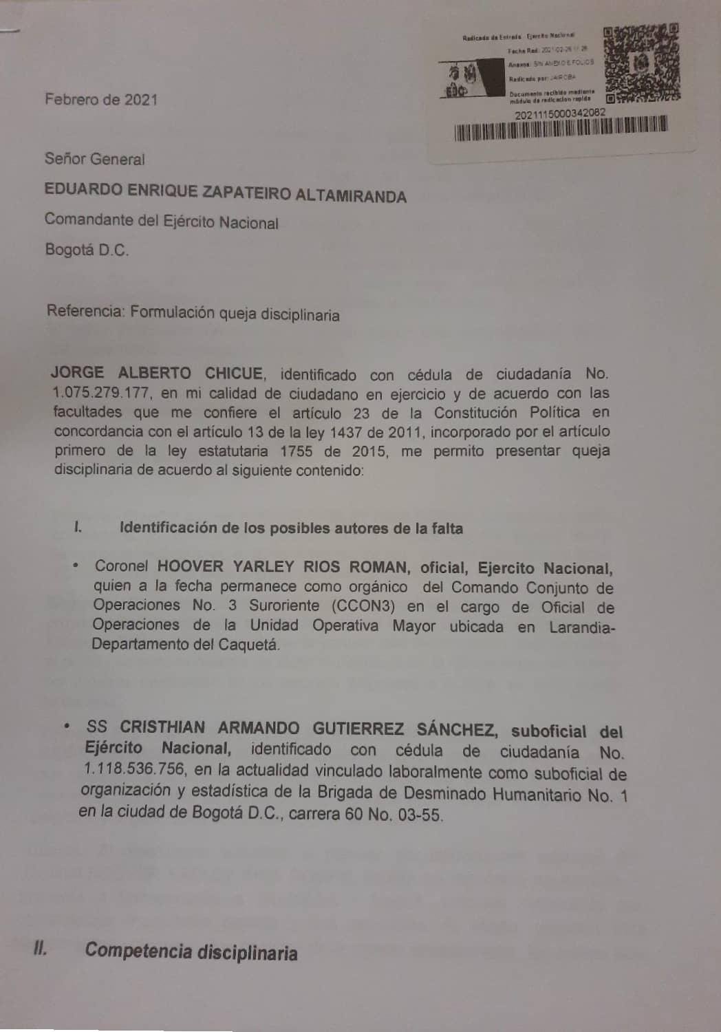  - El prontuario del coronel Ríos Román, del círculo cercano del General (r) Zapateiro