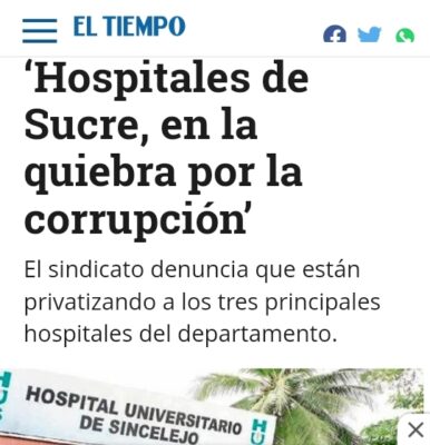  - La desangrada que le están pegando a los hospitales de Sucre