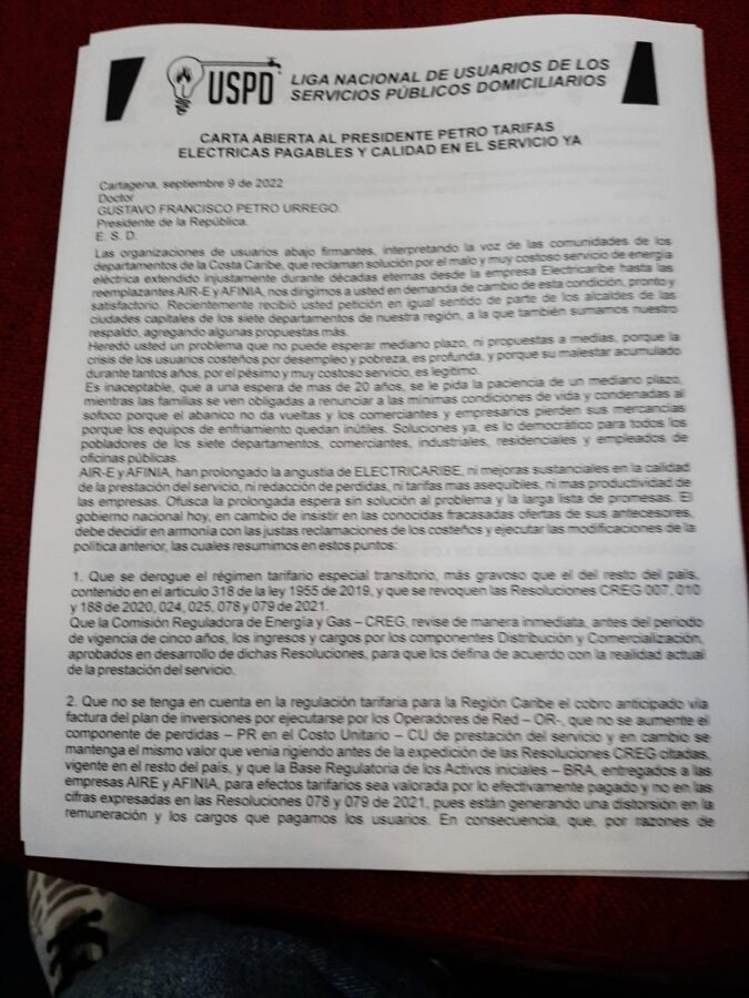  - En Cartagena, piden a Petro arreglar el chicharrón de la energía con las regalías mineras