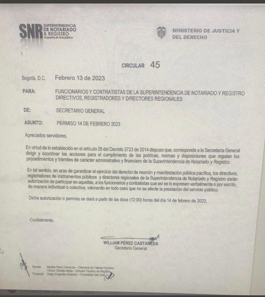  - El super de Notariado, petrista de nuevo cuño, quiere ver a sus funcionarios en la marcha de Petro