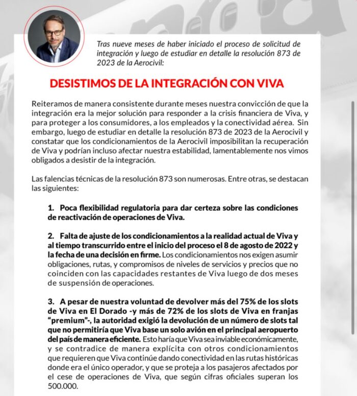  - Adiós definitivo de Viva Air: Avianca no le dio la mano