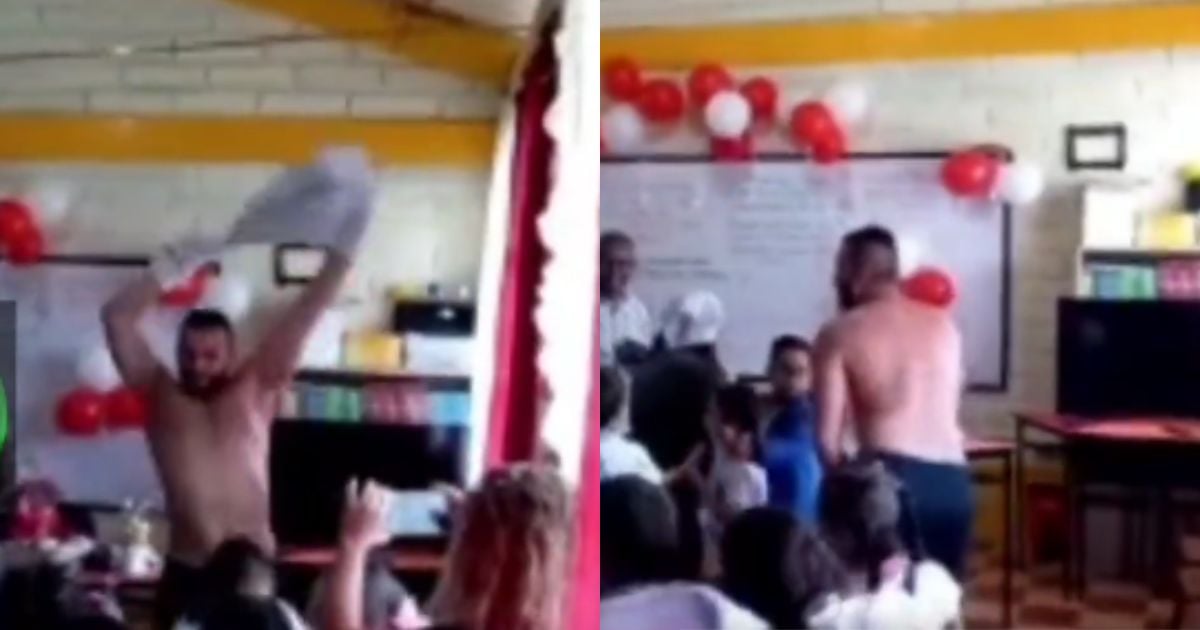 Perturbador y grotesco: el asqueroso baile sin camisa de un profesar a sus alumnos de primaria