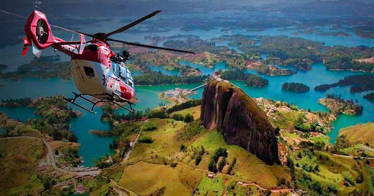 Sobrevolar Guatapé en helicóptero: el plan gomelo que puede hacer desde $300 mil