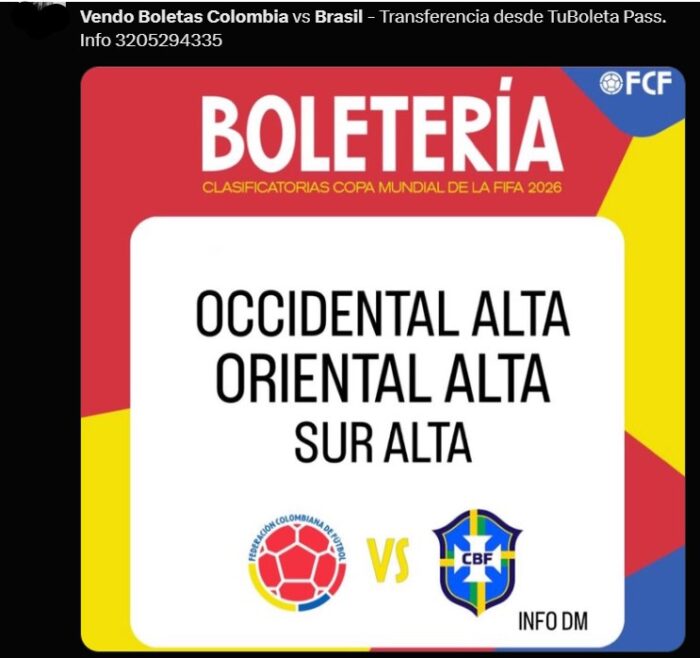  - Boletas de la selección Colombia: la fiesta que están haciendo los revendedores para el partido con Brasil