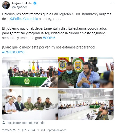  - COP16: Carlos Oviedo, quien se estrenó como comandante en Cali, recibirá el refuerzo de 4.000 policías