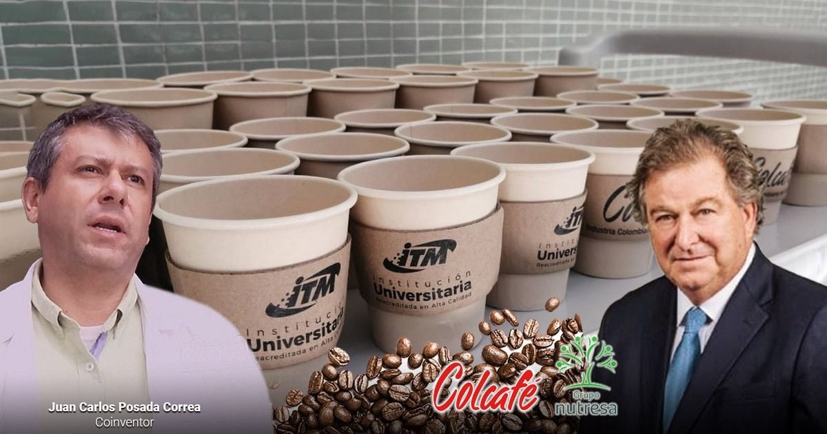 Vasos hechos de cascarilla de café, un invento hecho en Colcafé que los Gilinski van a aprovechar