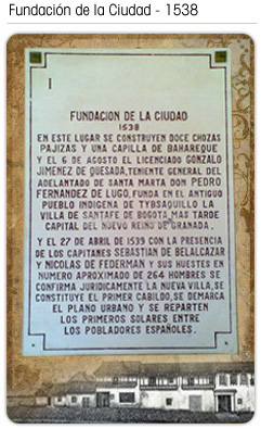 Placa Fundación de Bogotá - La verdadera historia del Chorro de Quevedo, el lugar más emblemático de La Candelaria en Bogotá